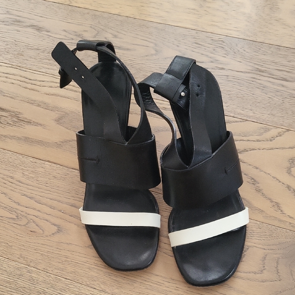 Black and White LEATHER Sandals